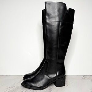 Franco Sarto Lucianna Black Leather Block Heel Tall Boot 7M
